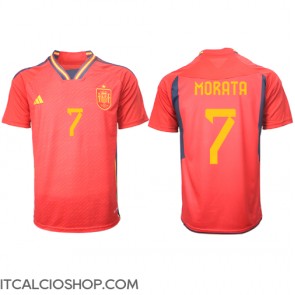 Spagna Alvaro Morata #7 Prima Maglia Mondiali 2022 Manica Corta